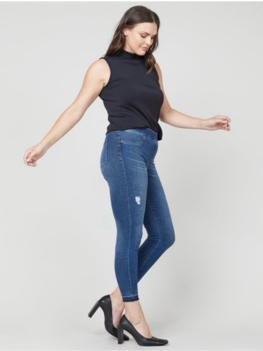 SPANX Distressed Skinny Jeans Medium Wash L New With Tag